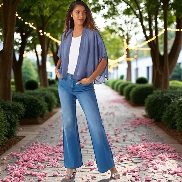 New With Tags Gray MarlaWynne Collection Chiffon Mesh Open Shrug Size Med - Picture 2 of 9